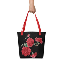 Load image into Gallery viewer, Red Rose (Black Background) Tote Bag