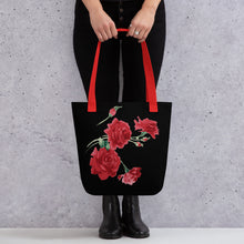 Load image into Gallery viewer, Red Rose (Black Background) Tote Bag