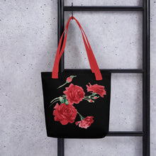 Load image into Gallery viewer, Red Rose (Black Background) Tote Bag