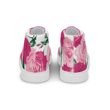 Load image into Gallery viewer, Pink Rose Women's High Top Canvas Sneakers (White)