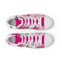 Load image into Gallery viewer, Pink Rose Women's High Top Canvas Sneakers (White)