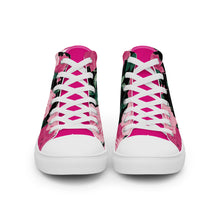 Load image into Gallery viewer, Pink Rose Women's High Top Canvas Sneakers