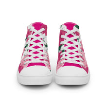 Load image into Gallery viewer, Pink Rose Women's High Top Canvas Sneakers (White)