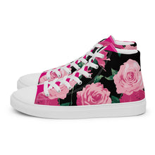 Load image into Gallery viewer, Pink Rose Women's High Top Canvas Sneakers