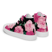 Load image into Gallery viewer, Pink Rose Women's High Top Canvas Sneakers