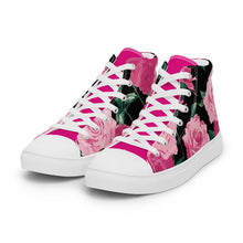 Load image into Gallery viewer, Pink Rose Women's High Top Canvas Sneakers