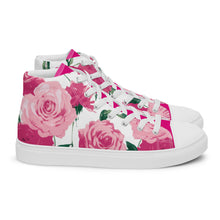 Load image into Gallery viewer, Pink Rose Women's High Top Canvas Sneakers (White)