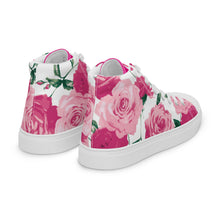 Load image into Gallery viewer, Pink Rose Women's High Top Canvas Sneakers (White)