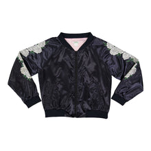 Load image into Gallery viewer, Ivory Rose Embroidered Reversible Bomber Jacket