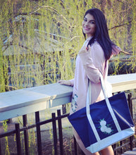 Load image into Gallery viewer, Ivory Rose Embroidered Tote Bag