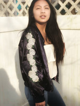 Load image into Gallery viewer, Ivory Rose Embroidered Reversible Bomber Jacket