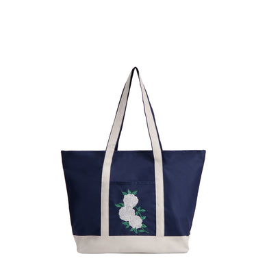 Ivory Rose Embroidered Tote Bag