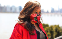 Load image into Gallery viewer, Red Rose Face Mask (Black Background)