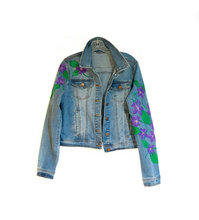 Load image into Gallery viewer, Hand Painted Floral Jean Jacket
