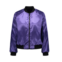 Load image into Gallery viewer, White Violet Bomber Jacket