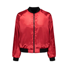 Load image into Gallery viewer, Red Rose Embroidered Reversible Bomber Jacket