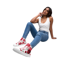 Load image into Gallery viewer, Women&#39;s Red Rose High Top Sneakers