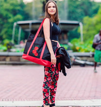 Load image into Gallery viewer, Red Rose Embroidered Tote Bag