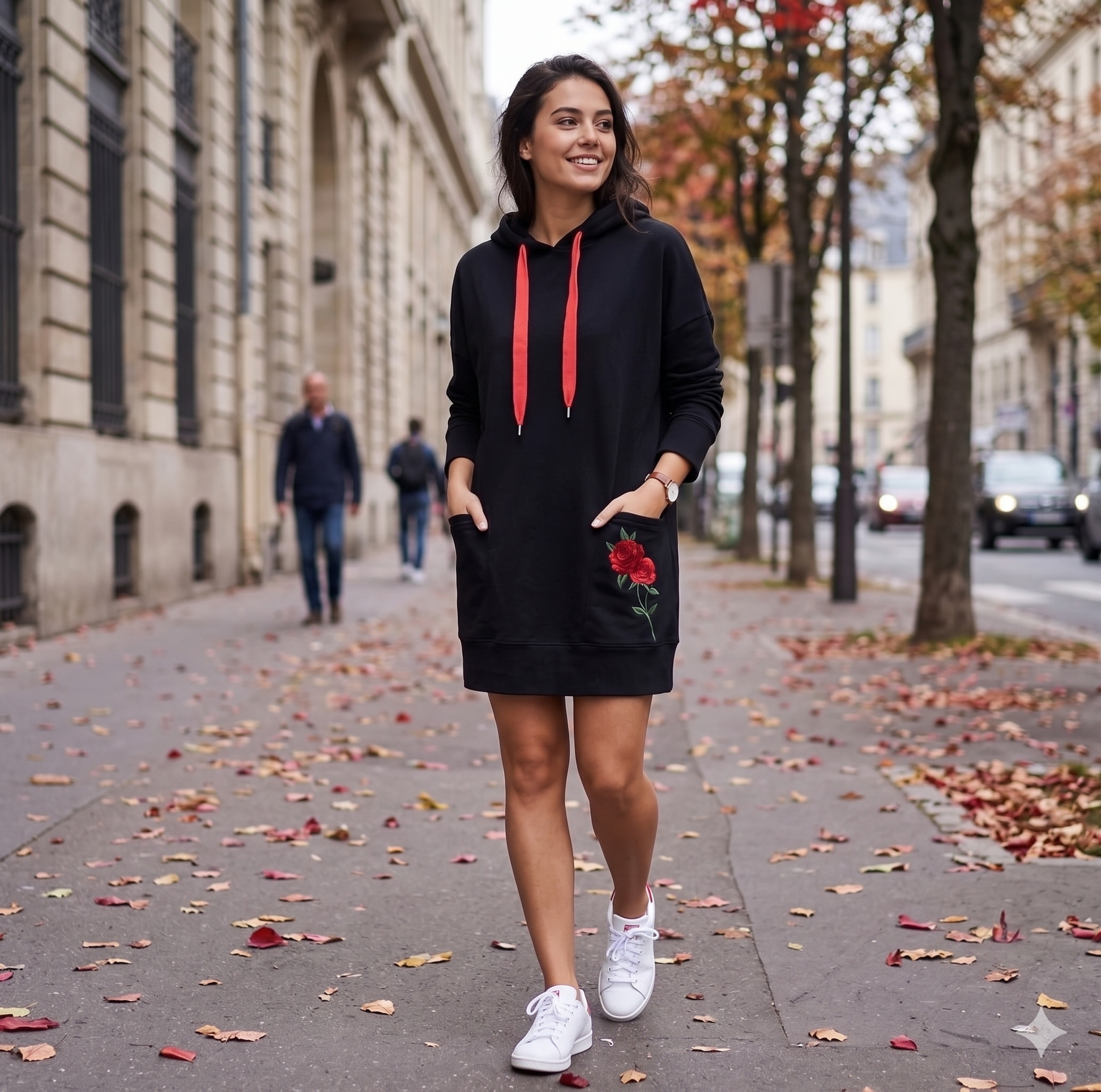Red Rose Hoodie Dress