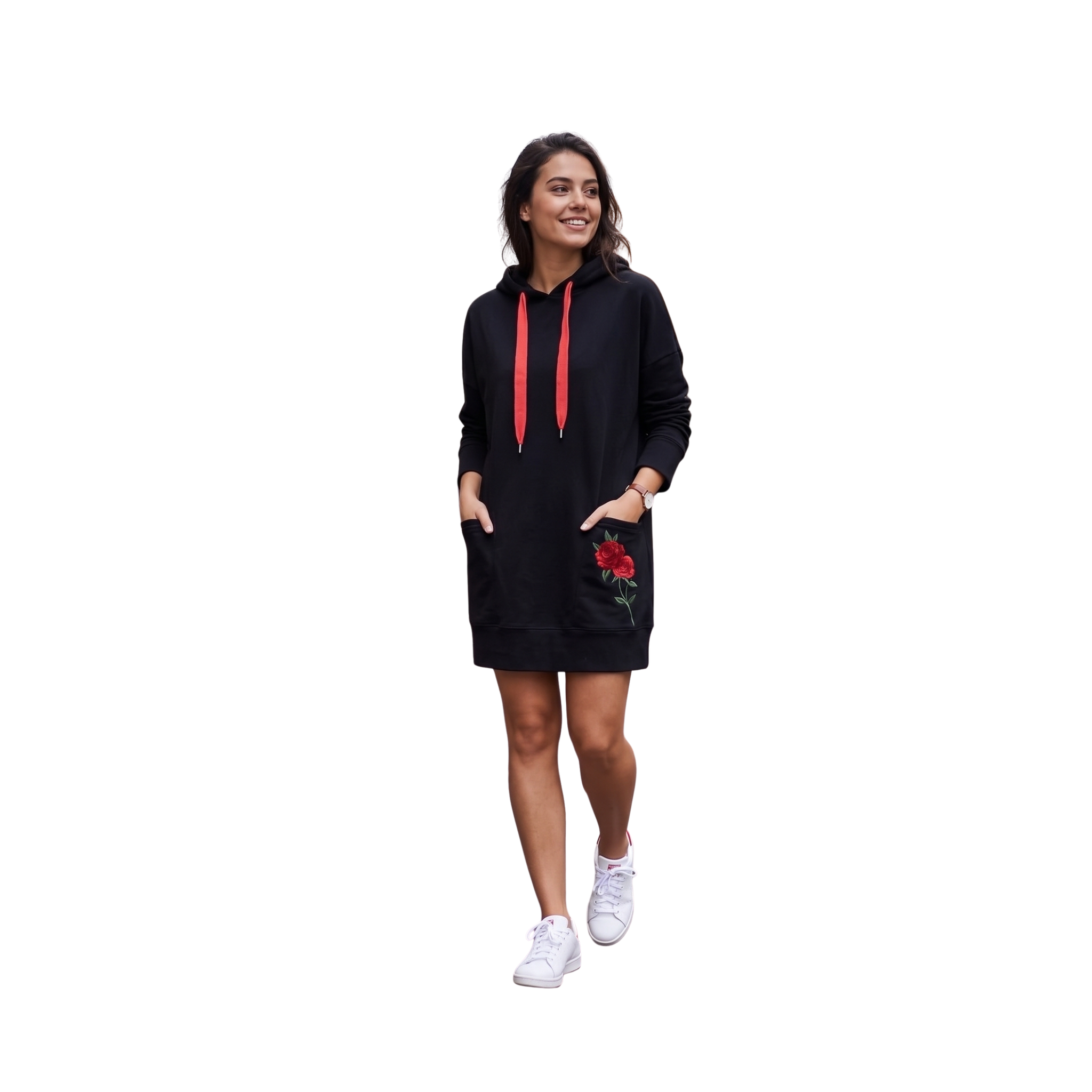 Red Rose Hoodie Dress
