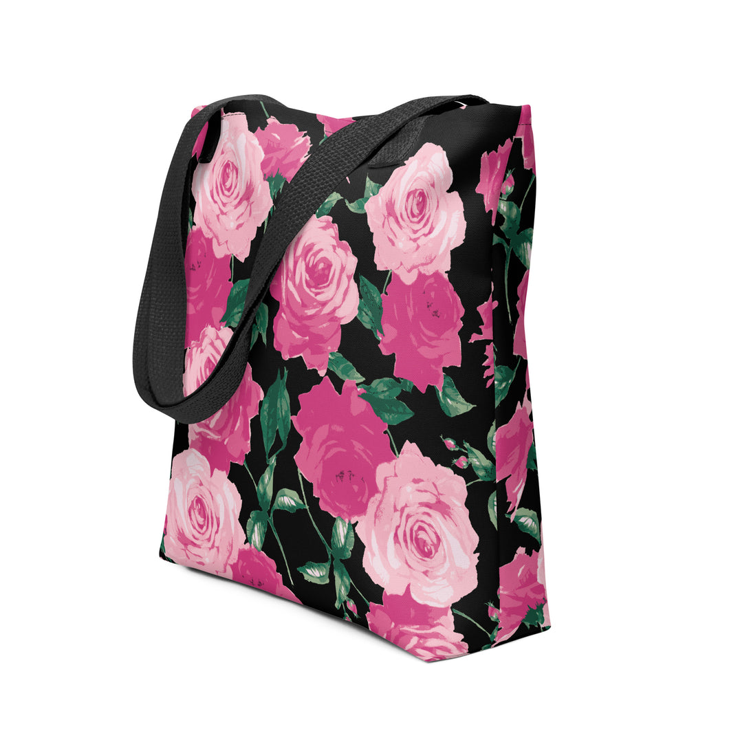 Pink Rose All Over Tote Bag