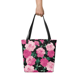 Pink Rose All Over Tote Bag