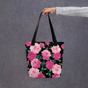 Pink Rose All Over Tote Bag