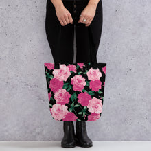 Load image into Gallery viewer, Pink Rose All Over Tote Bag