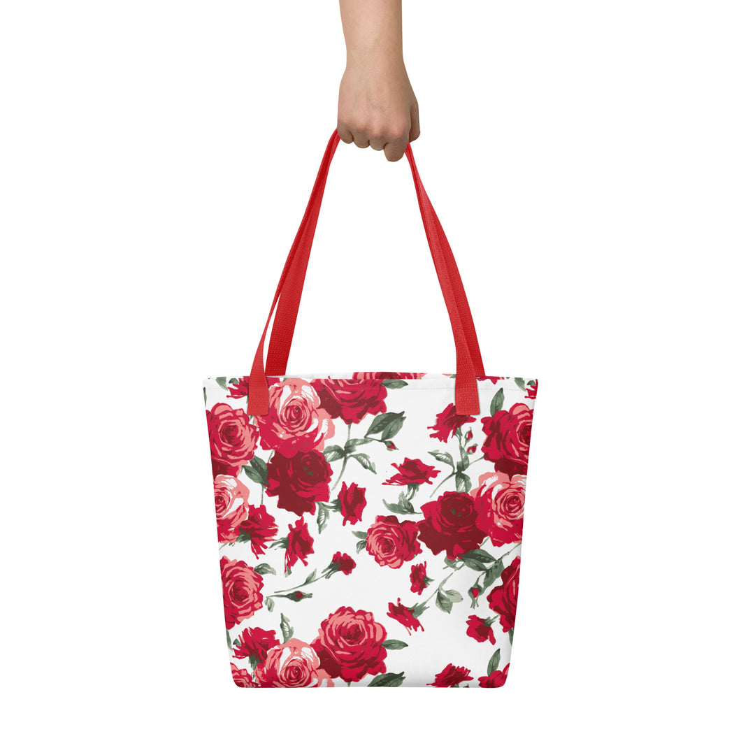 Red Rose All Over Tote Bag