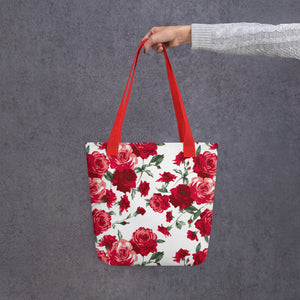 Red Rose All Over Tote Bag