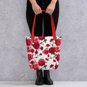 Red Rose All Over Tote Bag