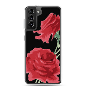 Red Rose (Black Background) Samsung Phone Case