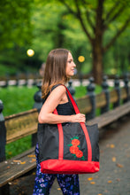 Load image into Gallery viewer, Red Rose Embroidered Tote Bag