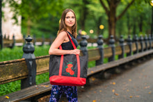 Load image into Gallery viewer, Red Rose Embroidered Tote Bag