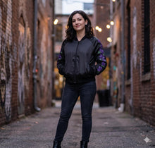 Load image into Gallery viewer, Violet Embroidered Reversible Bomber Jacket