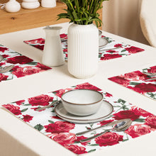 Load image into Gallery viewer, Red Rose Placemat Set