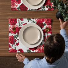 Load image into Gallery viewer, Red Rose Placemat Set