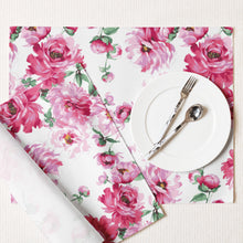 Load image into Gallery viewer, Pink Floral Placemat Set