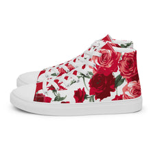 Load image into Gallery viewer, Women&#39;s Red Rose High Top Sneakers