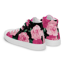 Load image into Gallery viewer, Pink Rose Women&#39;s High Top Canvas Sneakers