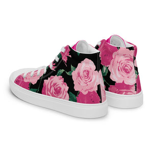 Pink Rose Women's High Top Canvas Sneakers