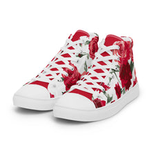 Load image into Gallery viewer, Women&#39;s Red Rose High Top Sneakers