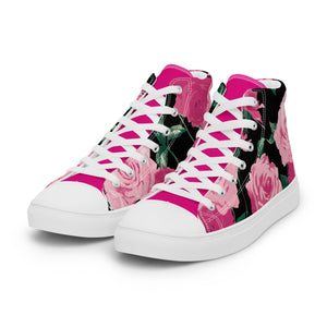 Pink Rose Women's High Top Canvas Sneakers