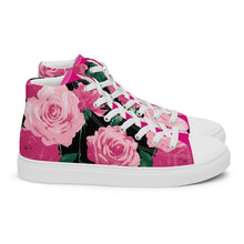 Load image into Gallery viewer, Pink Rose Women&#39;s High Top Canvas Sneakers