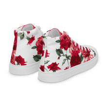 Load image into Gallery viewer, Women&#39;s Red Rose High Top Sneakers