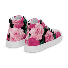 Load image into Gallery viewer, Pink Rose Women&#39;s High Top Canvas Sneakers