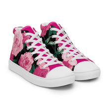 Load image into Gallery viewer, Pink Rose Women&#39;s High Top Canvas Sneakers