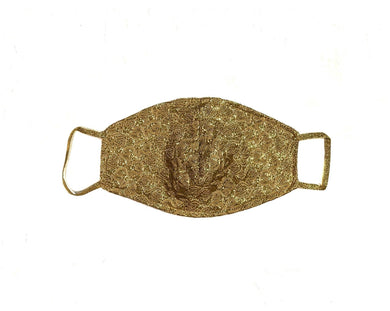 Gold Brocade Lace Face Mask