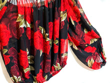 Load image into Gallery viewer, Red Rose Sheer Off-the-Shoulder Blouse