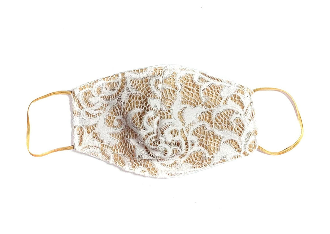 White & Nude Lace Face Mask